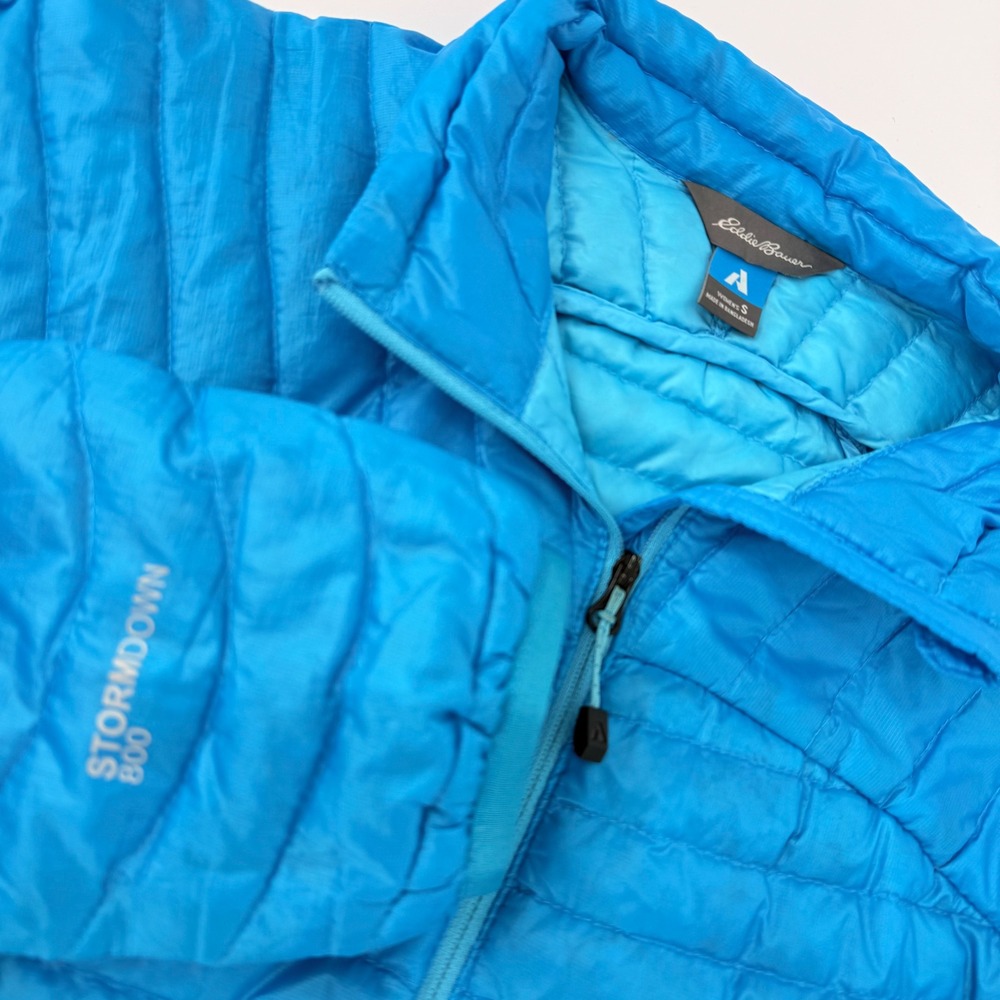 Eddie Bauer First Ascent Stormdown 800 Blue Puffer Jacket Women Small Goose Down